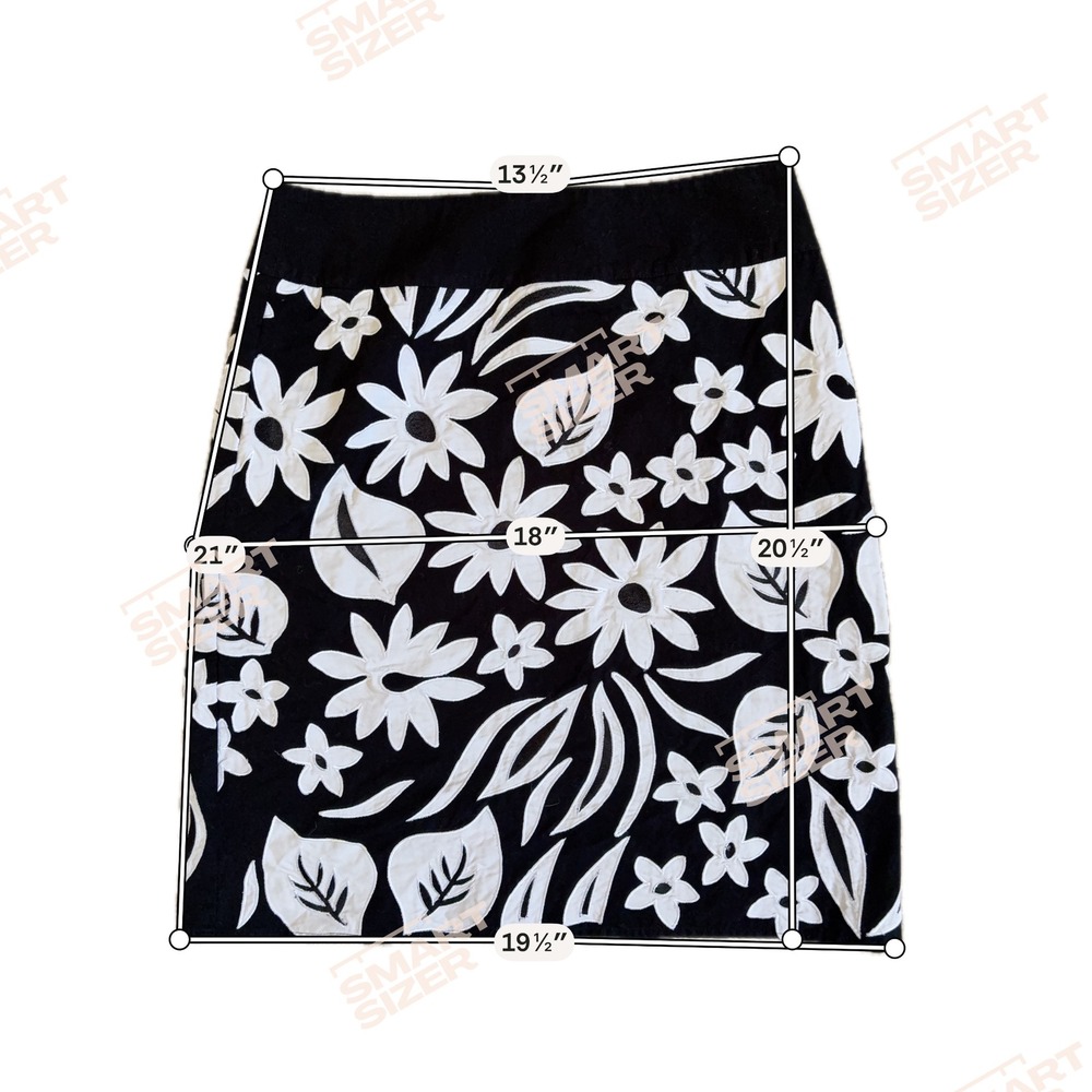 Liz Claiborne Petite Black‎ White Floral Embroidered Applique Mini Skirt 4P